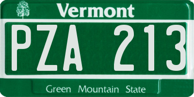 VT license plate PZA213