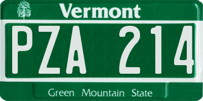 VT license plate PZA214