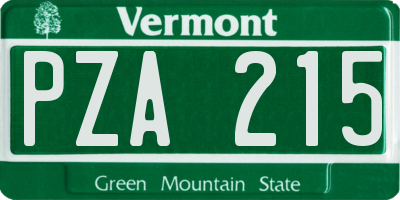 VT license plate PZA215