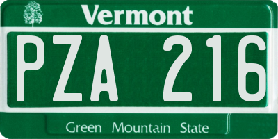 VT license plate PZA216