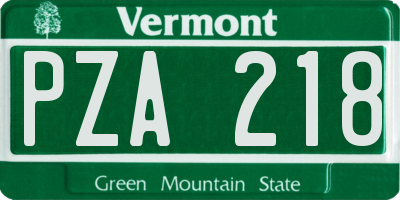 VT license plate PZA218