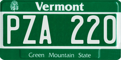 VT license plate PZA220