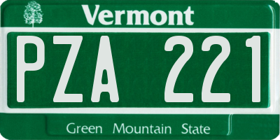 VT license plate PZA221