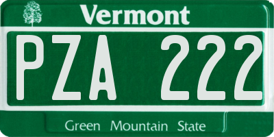 VT license plate PZA222