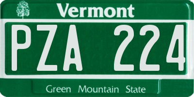 VT license plate PZA224