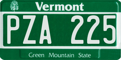 VT license plate PZA225