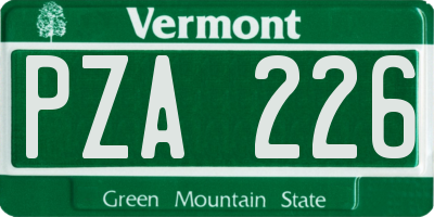 VT license plate PZA226