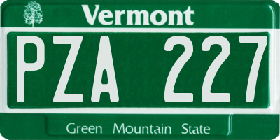 VT license plate PZA227