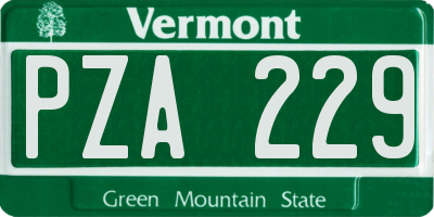 VT license plate PZA229