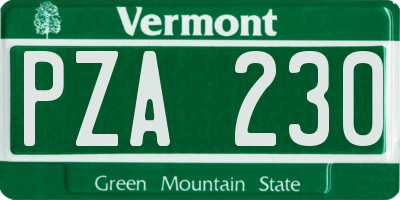 VT license plate PZA230