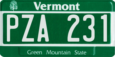 VT license plate PZA231