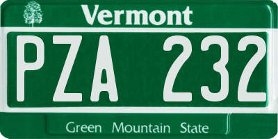 VT license plate PZA232
