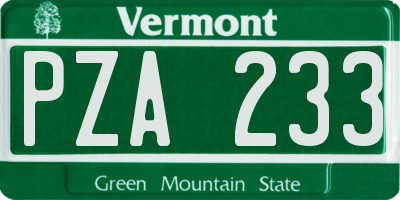 VT license plate PZA233