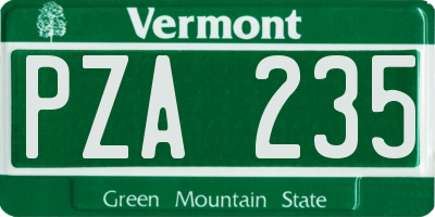 VT license plate PZA235