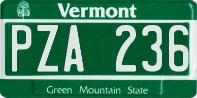 VT license plate PZA236