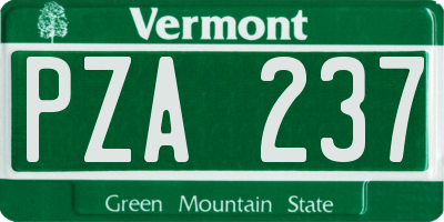 VT license plate PZA237