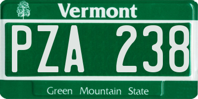 VT license plate PZA238