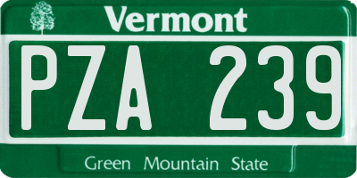VT license plate PZA239