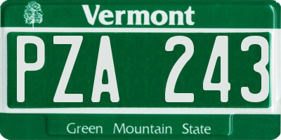 VT license plate PZA243