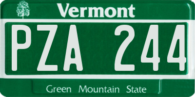 VT license plate PZA244