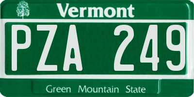 VT license plate PZA249