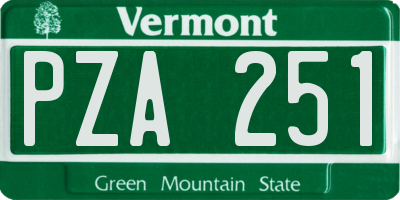 VT license plate PZA251