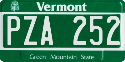 VT license plate PZA252