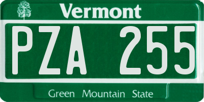 VT license plate PZA255
