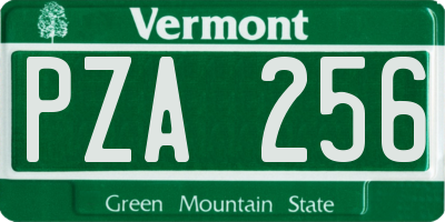 VT license plate PZA256