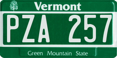 VT license plate PZA257