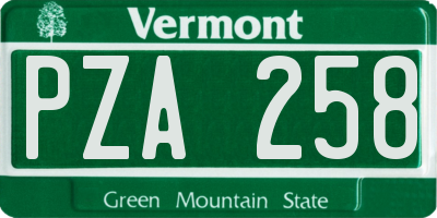 VT license plate PZA258