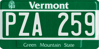 VT license plate PZA259