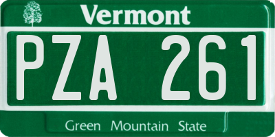VT license plate PZA261