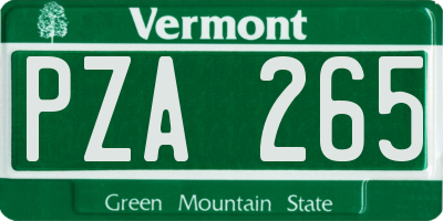 VT license plate PZA265