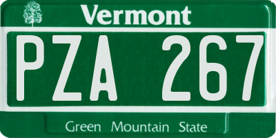 VT license plate PZA267