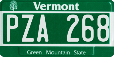 VT license plate PZA268