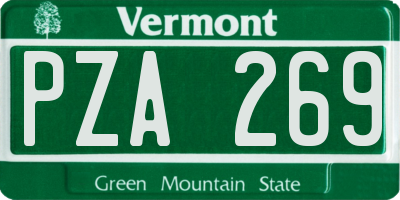 VT license plate PZA269