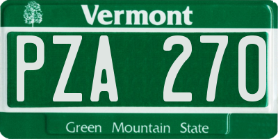 VT license plate PZA270