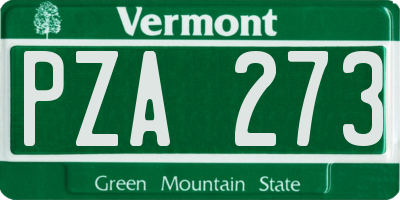 VT license plate PZA273