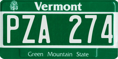 VT license plate PZA274