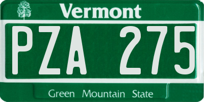 VT license plate PZA275