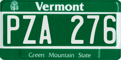 VT license plate PZA276