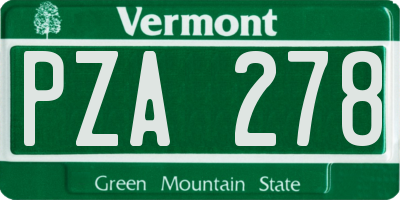 VT license plate PZA278