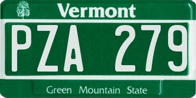 VT license plate PZA279