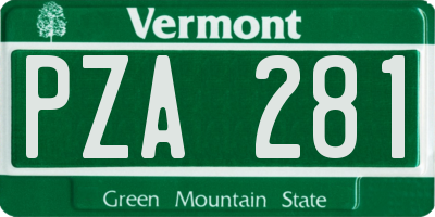 VT license plate PZA281
