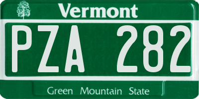VT license plate PZA282