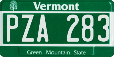 VT license plate PZA283