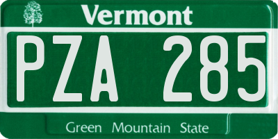 VT license plate PZA285