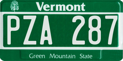 VT license plate PZA287