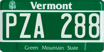 VT license plate PZA288
